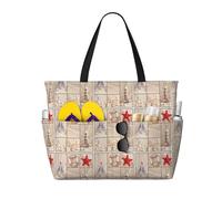 AYYQWE Bolsa de playa con estampado de concha de estrella de mar, elegante, reutilizable, ligera, para gimnasio, picnic, camping, mujeres y hombres