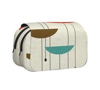 AYYQWE Bolsa ligera para bolígrafos con estampado moderno de mediados de siglo, papelería, viajes, oficina, gran capacidad, artículos de tocador de maquillaje