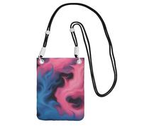 AYYQWE Bolso cruzado delgado con estampado de fuego azul y rosa para teléfono, cartera multiusos para viajes, correr, uso diario, Black, Talla única