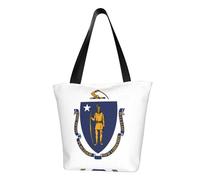 AYYQWE Bolso de hombro para mujer con estampado de la bandera del estado de Massachusetts, a la moda, ligero, casual, compras, uso diario