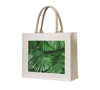 AYYQWE Bonita bolsa de mano con estampado de hojas de palma verde, reutilizable, ecológica, de lona, viajes, al aire libre, todos los días
