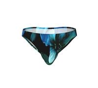 AYYQWE Calzoncillos de bikini transpirables con estampado de flores azules para hombre, ropa interior para fitness, playa, vacaciones, descanso, Negro, M