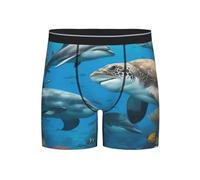 AYYQWE Calzoncillos tipo bóxer con estampado de delfines, tortugas marinas, tiburones, pulpos, arrecifes de coral, transpirables, elásticos, suaves, para uso diario, viajes, gimnasio, ropa interior