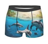 AYYQWE Calzoncillos tipo bóxer con estampado de delfines, tortugas marinas, tiburones, pulpos, corales, ligeros, cómodos, ropa interior para cualquier ocasión, Negro, XXL