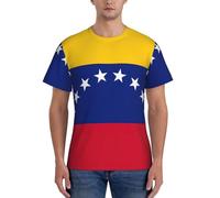 AYYQWE Camiseta de manga corta con estampado de la bandera de Venezuela para hombre, transpirable, para entrenamiento, verano, salida casual, Negro, 3XL