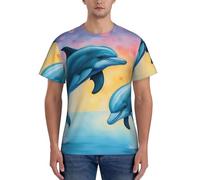 AYYQWE Camiseta de manga corta para hombre, diseño de delfines enamorados, transpirable, para entrenamiento, verano, salida casual, Negro, S