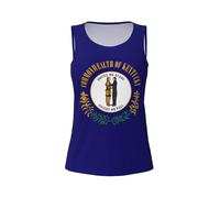 AYYQWE Camiseta deportiva sin mangas con estampado de la bandera del estado de Kentucky para mujer, para entrenamiento, fitness, correr, yoga, senderismo, casual, Negro, XXL