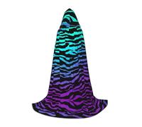 AYYQWE Capa con capucha de camuflaje morado, azul y verde, con estampado de rayas de cebra, carnaval, cosplay, para festivales, eventos, celebraciones al aire libre