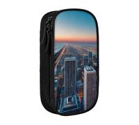 AYYQWE Chicago Illinois USA 1 - Estuche práctico con múltiples compartimentos, para oficina, viajes, escuela, arte, suministros diarios, Black, Talla única, Bolsillo para el paquete