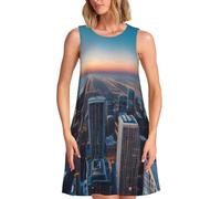 AYYQWE Chicago Illinois USA 1 - Vestido cómodo de verano para mujer, sin mangas, para vacaciones, fiestas, actividades diarias al aire libre, Negro, 3XL