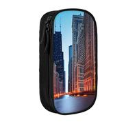 AYYQWE Chicago Illinois USA - Estuche práctico con múltiples compartimentos para oficina, viajes, escuela, arte, suministros diarios, Black, Talla única, Bolsillo para el paquete