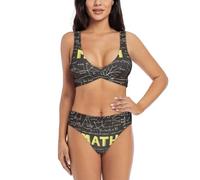 AYYQWE Conjunto de bikini de dos piezas para mujer, estampado de matemáticas, para vacaciones, piscina, secado rápido, transpirable, favorecedor, Negro, XL