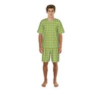 AYYQWE Conjunto de pijama de manga corta con estampado de rana verde para hombre, ropa de dormir suave y elástica para uso diario, Negro, XL corto