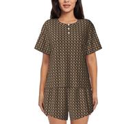 AYYQWE Conjunto de pijama de manga corta para mujer con estampado de labrador retriever marrón, ligero, transpirable, ropa de dormir para uso diario en el hogar, Negro, M