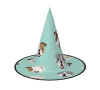 AYYQWE Divertido sombrero de bruja unisex con estampado de bulldog inglés para fiestas, carnavales, Navidad y cosplay