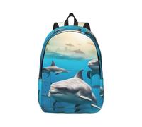 AYYQWE Dolphins Sea Turtle Shark Octopus Coral Print Elegante Mochila Unisex Ligera Doble Bolsa de Hombro Viajes Uso al Aire Libre Diario, Black, M, Mochilas rucksack