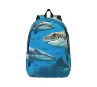 AYYQWE Dolphins Sea Turtle Shark Octopus Coral Reef Print Elegante Mochila Unisex Ligera Doble Bolsa de Hombro Viajes Uso al Aire Libre Diario, Black, M, Mochilas rucksack