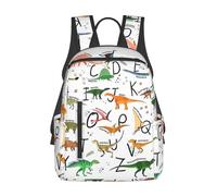 AYYQWE Elegante mochila de aprendizaje unisex con estampado de dinosaurios y alfabetos para viajes, viajes, viajes, viajes, trabajo, caminatas, mochila de día