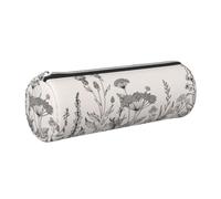 AYYQWE Estuche cilíndrico elegante con estampado de hierbas florales y grabado botánico, organizador de artículos de papelería, Silver, One Size, Organizador de bolsas