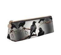 AYYQWE Estuche con estampado de cuervo negro con pájaros en una rama para estudiantes, gran capacidad, bolsa triangular con cremallera, para maquillaje, escuela, universidad, White, Talla única
