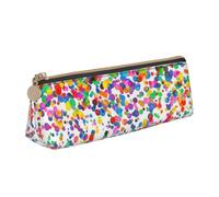 AYYQWE Estuche para lápices con diseño de lunares de colores, gran capacidad, triangular, con cremallera, para maquillaje, escuela, universidad, White, Talla única