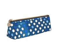 AYYQWE Estuche para lápices con estampado de lunares azules para estudiantes, gran capacidad, triangular, con cremallera, para maquillaje, escuela, universidad, White, Talla única