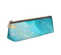 AYYQWE Estuche para lápices con estampado de mármol azul y dorado, gran capacidad, bolsa triangular con cremallera, para maquillaje, escuela, universidad, White, Talla única