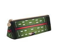 AYYQWE Estuche para lápices de fútbol americano con estampado de campo y pelota de estudiante, gran capacidad, bolsa triangular con cremallera, para maquillaje, escuela, universidad, White, Talla