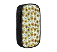 AYYQWE Estuche práctico con estampado de girasoles románticos, múltiples compartimentos, oficina, viajes, escuela, arte, suministros diarios, Black, Talla única, Bolsillo para el paquete
