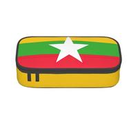 AYYQWE Estuche versátil con estampado de la bandera de Myanmar para estudiantes, 21 x 5 x 9,4 cm, bolsa de almacenamiento, uso escolar y oficina, Black, Talla única