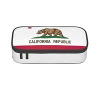 AYYQWE Estuche versátil con estampado de la bandera del estado de California, 8.3 x 2 x 3.7 pulgadas, bolsa de almacenamiento, uso escolar y oficina, Black, Talla única