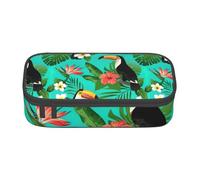 AYYQWE Estuche versátil con estampado de pájaros tropicales y hojas de plantas para estudiantes, 8.3 x 2 x 3.7 pulgadas, bolsa de almacenamiento, uso escolar y oficina, Black, Talla única