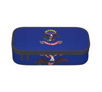 AYYQWE Estuche versátil de gran capacidad con estampado de la bandera del estado de Dakota del Norte, bolsa de almacenamiento para uso en la oficina, Black, Talla única