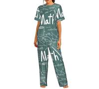 AYYQWE Formulas Shapes Theory - Conjunto de pijama de manga corta para mujer, diseño de lecciones de matemáticas, ropa de dormir suave y cómoda, Negro, XL Corto