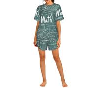 AYYQWE Formulas Shapes Theory - Conjunto de pijama de manga corta para mujer, transpirable, para uso diario, cómodo para el hogar, Negro, 3XL Corto
