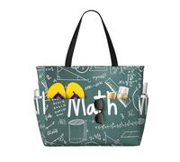 AYYQWE Formulas Shapes Theory Math Lesson Word Print Women Men Large Capacity Beach Travel Bag Lightweight Tote Vacation Outdoor Picnic