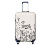 AYYQWE Funda elástica para maleta, diseño de hierbas florales con grabado botánico, accesorio protector de equipaje, Black, XL, Equipaje de mano