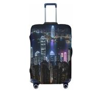 AYYQWE Funda elástica para maleta, diseño de noche aérea de Hong Kong, accesorio protector de equipaje para vacaciones familiares, Black, XL, Equipaje de mano