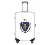 AYYQWE Funda universal para maleta con estampado de bandera del estado de Massachusetts, impermeable, elástica, para viajes de negocios, protector de equipaje, White, XL, Organizador de bolsas