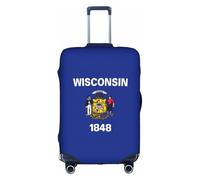 AYYQWE Funda universal para maleta con estampado de bandera del estado de Wisconsin, impermeable, elástica, para viajes de negocios, protector de equipaje, White, S, Organizador de bolsas