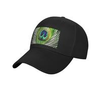AYYQWE Gorra de béisbol con estampado de plumas de pavo real verde, transpirable, cómoda, ala plana, para hombres y mujeres, actividades al aire libre, Negro, Talla única