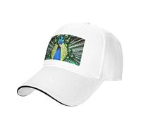 AYYQWE Gorra de béisbol unisex con estampado de pavo real fresco, ajustable, transpirable, banda para el sudor, viajes al aire libre, blanco, Talla única
