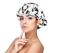 AYYQWE Gorro de dormir elegante y cómodo con estampado de pingüino, 13 pulgadas, para el cuidado de la piel, cocina, ducha, tareas domésticas, color negro