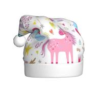 AYYQWE Gorro de Navidad con estampado rosa de unicornios para hombres y mujeres, gorro de Papá Noel para decoraciones de fiestas de vacaciones