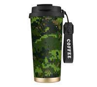 AYYQWE Green Army - Taza de viaje de acero inoxidable con estampado de camuflaje digital para café, té y agua, para bebidas frías y calientes, uso diario