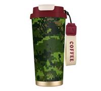 AYYQWE Green Army - Taza de viaje de acero inoxidable con estampado de camuflaje digital para café, té y agua, para bebidas frías y calientes, uso diario