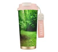 AYYQWE Green Nature - Taza de viaje de acero inoxidable para café, té, agua, bebidas frías y calientes, uso diario
