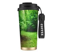 AYYQWE Green Nature - Taza de viaje de acero inoxidable para café, té, agua, bebidas frías y calientes, uso diario