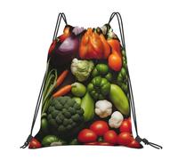AYYQWE Introducción de varias verduras con estampado de verduras para adultos, ligera, plegable, con cordón, bolsa deportiva, reutilizable, para viajes, yoga