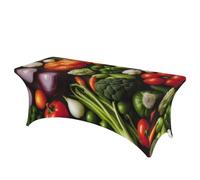 AYYQWE Introducción de varios manteles rectangulares elásticos con estampado de verduras para banquetes, picnics al aire libre, oficina, mesa